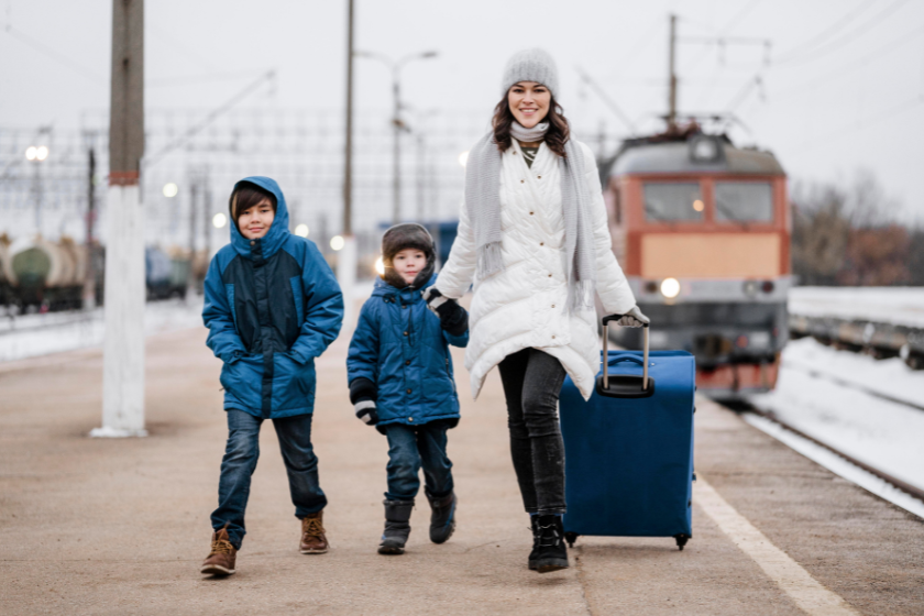voyage en train en famille