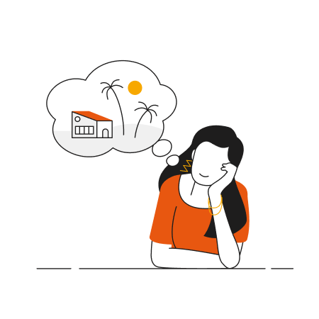 Illustration HomeExchange - femme qui pense